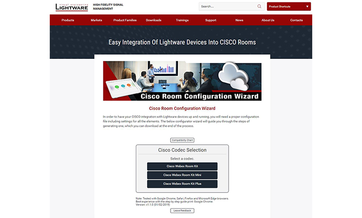 Lightware Cisco Room Configuration Wizard